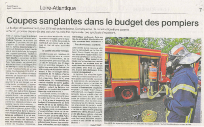 Tranche sanglante dans le budget du SDIS 44